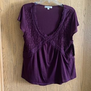 NWT WALLFLOWER Dark Purple Blouse, Size XL